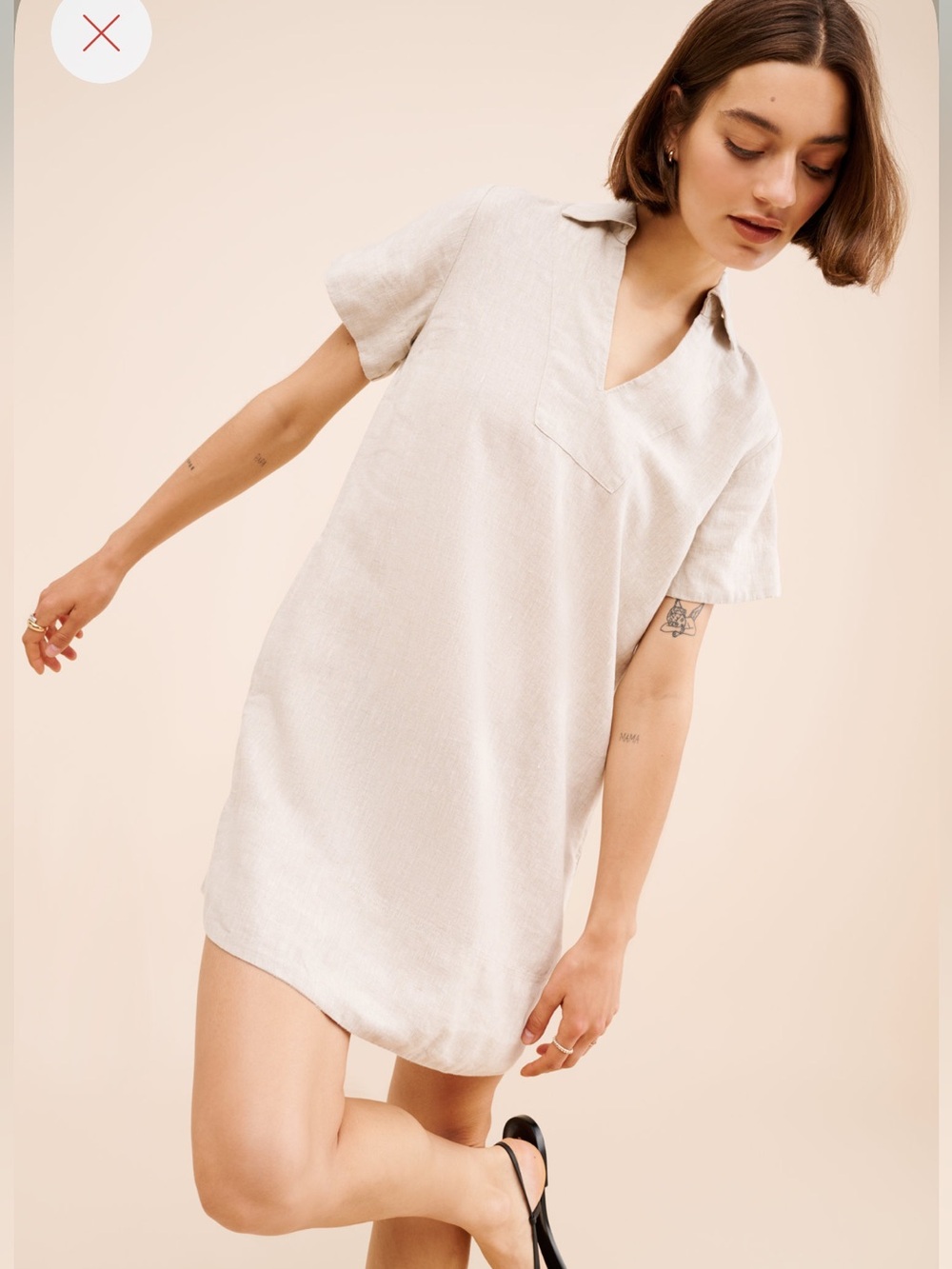 Madewell Linen Collared Mini Dress - Cream